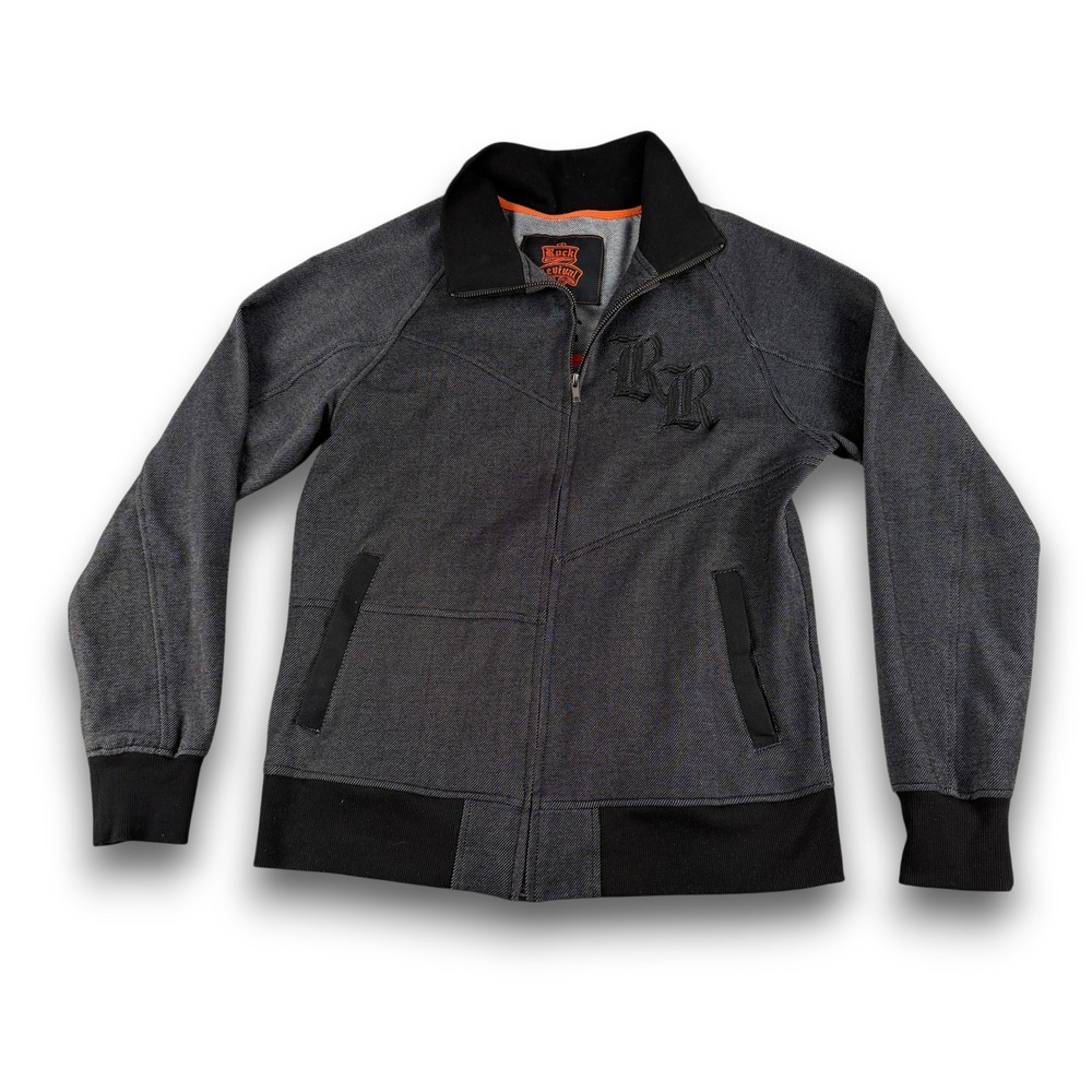 Rock Revival Jacket Mens S Charcoal Gray RR3025 Embroidered Logo Full Zip